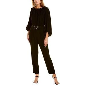 Lafayette 148 New York Ellis Bishop Sleeve Straight Leg Jumpsuit - Black